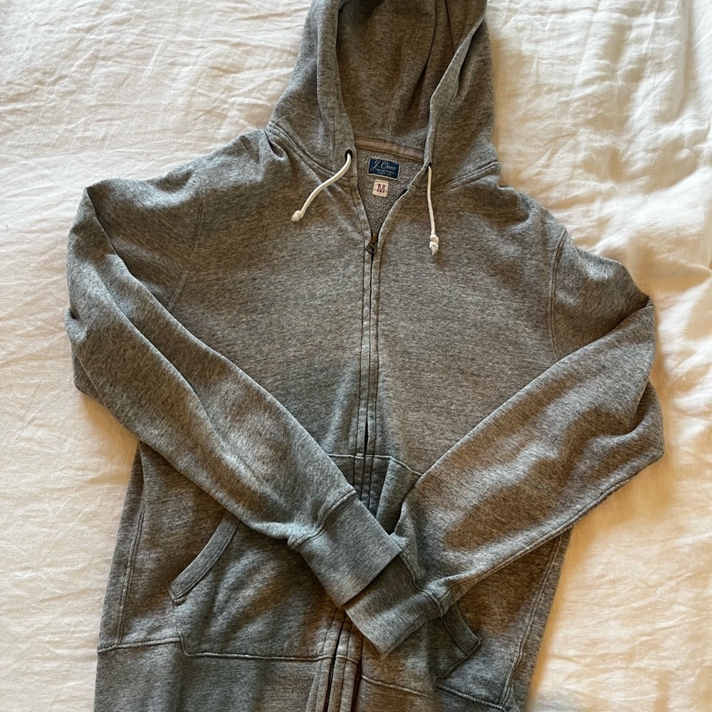 J. Crew Gray Zip Up Sweater with Hood